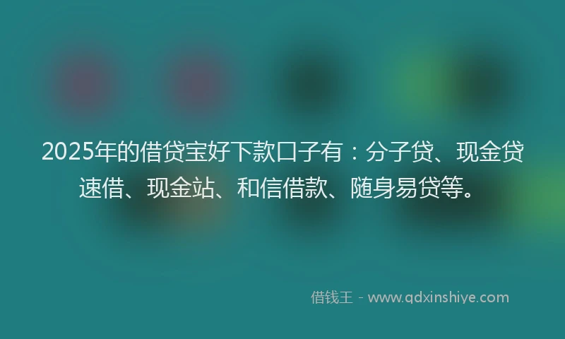 2025年的借贷宝好下款口子有：分子贷、现金贷速借、现金站、和信借款、随身易贷等。