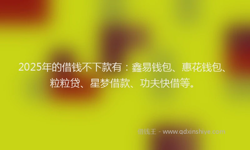 2025年的借钱不下款有:鑫易钱包、惠花钱包、粒粒贷、星梦借款、功夫快借等。