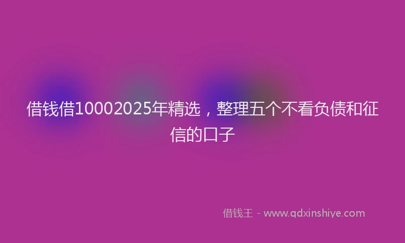 借钱借10002025年精选，整理五个不看负债和征信的口子