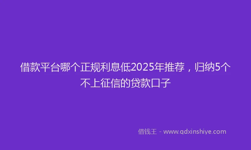 借款平台哪个正规利息低2025年推荐，归纳5个不上征信的贷款口子