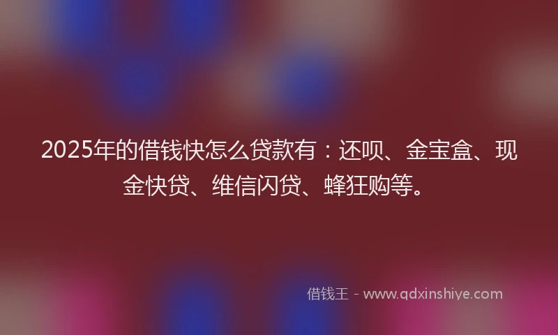 2025年的借钱快怎么贷款有：还呗、金宝盒、现金快贷、维信闪贷、蜂狂购等。