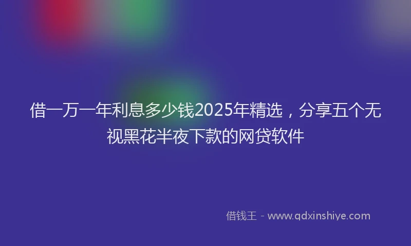借一万一年利息多少钱2025年精选，分享五个无视黑花半夜下款的网贷软件