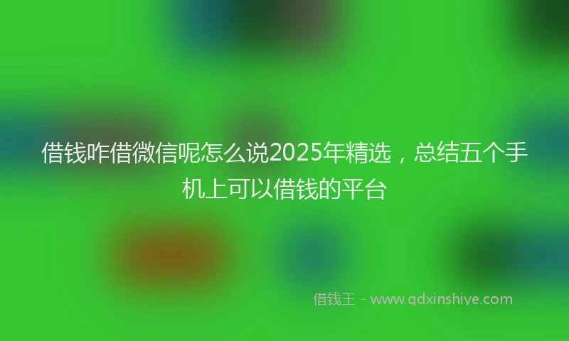 借钱咋借微信呢怎么说2025年精选，总结五个手机上可以借钱的平台