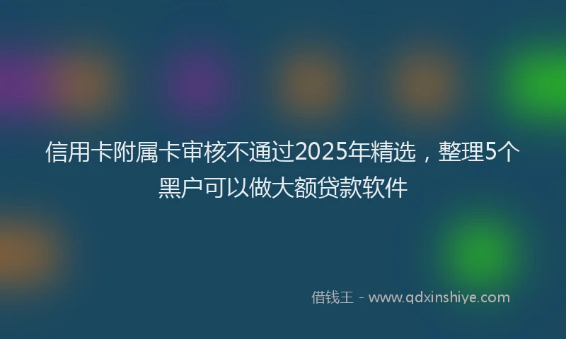 信用卡附属卡审核不通过2025年精选，整理5个黑户可以做大额贷款软件