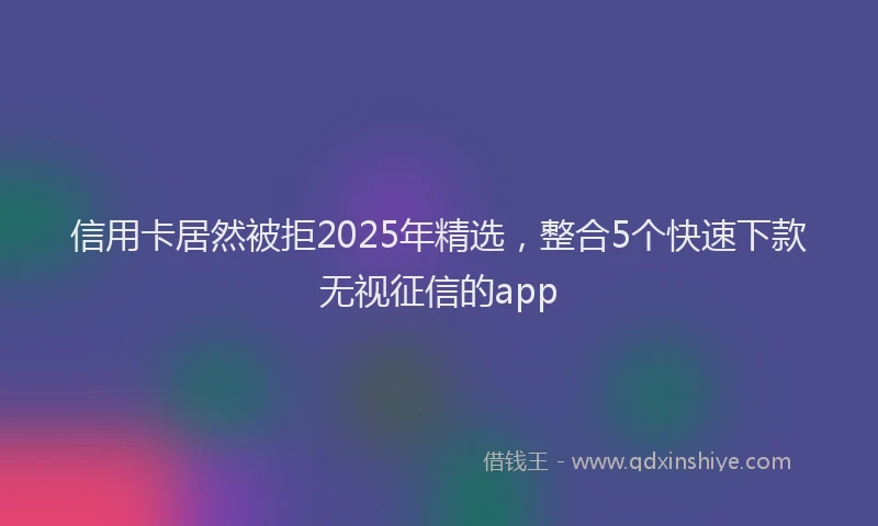 信用卡居然被拒2025年精选，整合5个快速下款无视征信的app