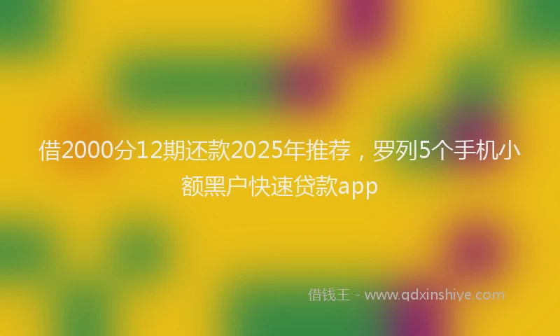 借2000分12期还款2025年推荐，罗列5个手机小额黑户快速贷款app