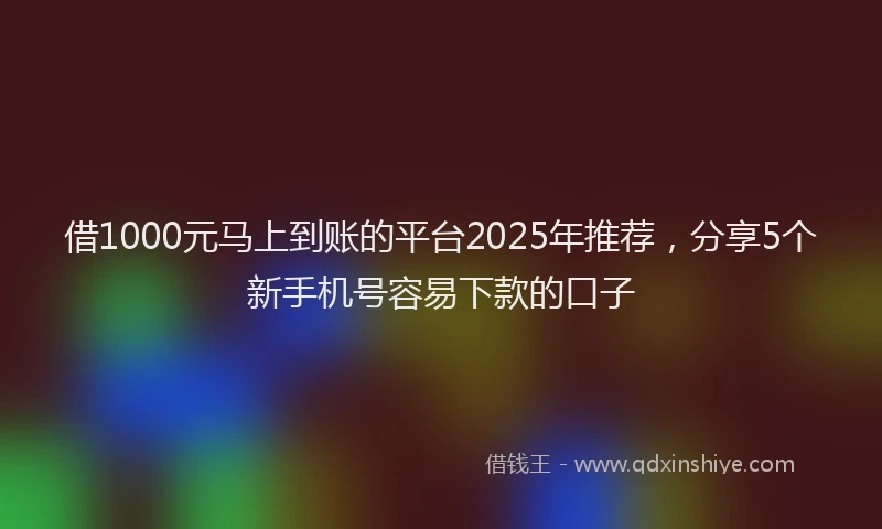借1000元马上到账的平台2025年推荐，分享5个新手机号容易下款的口子