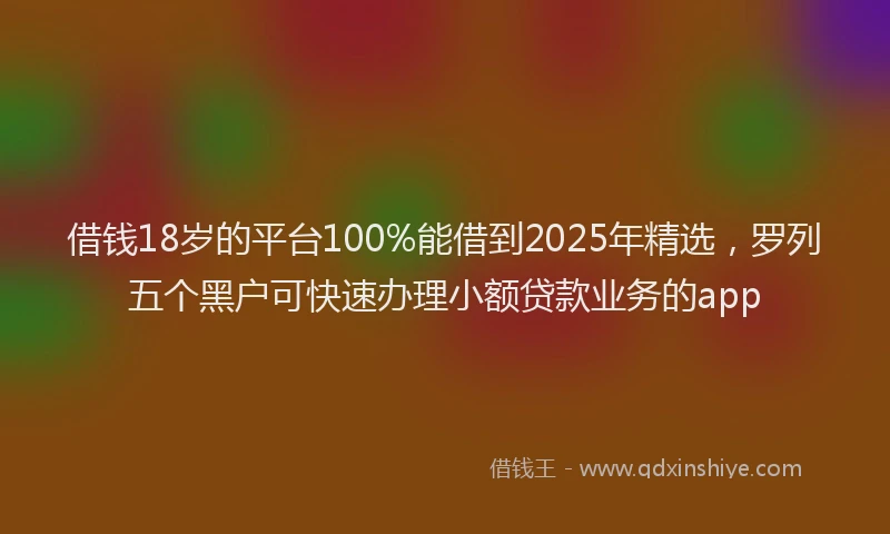 借钱18岁的平台100%能借到2025年精选，罗列五个黑户可快速办理小额贷款业务的app