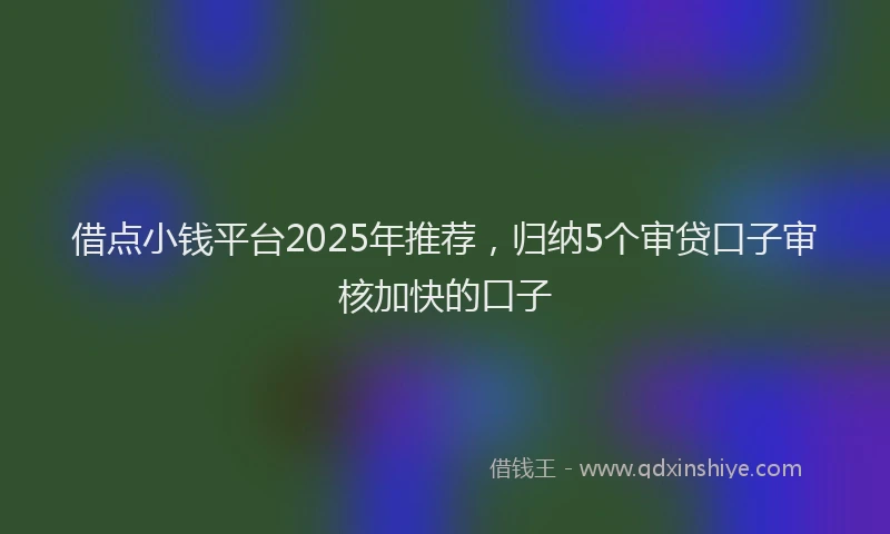 借点小钱平台2025年推荐，归纳5个审贷口子审核加快的口子