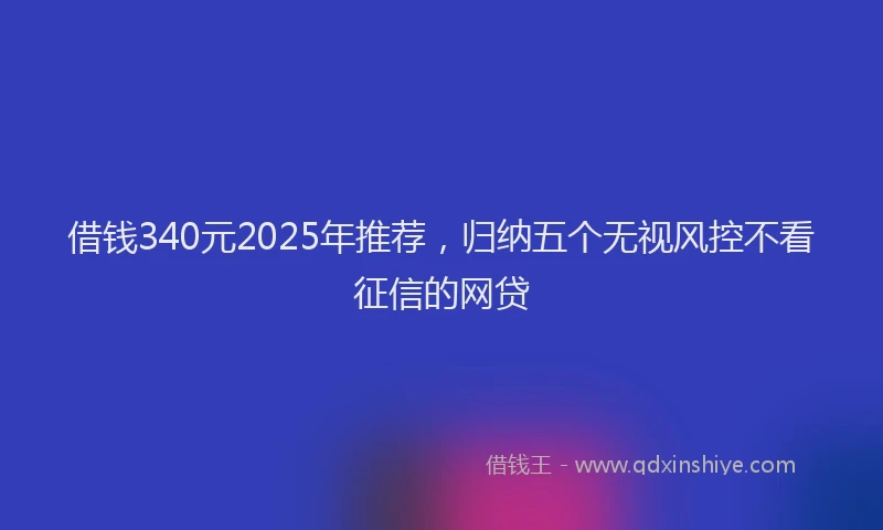 借钱340元2025年推荐，归纳五个无视风控不看征信的网贷