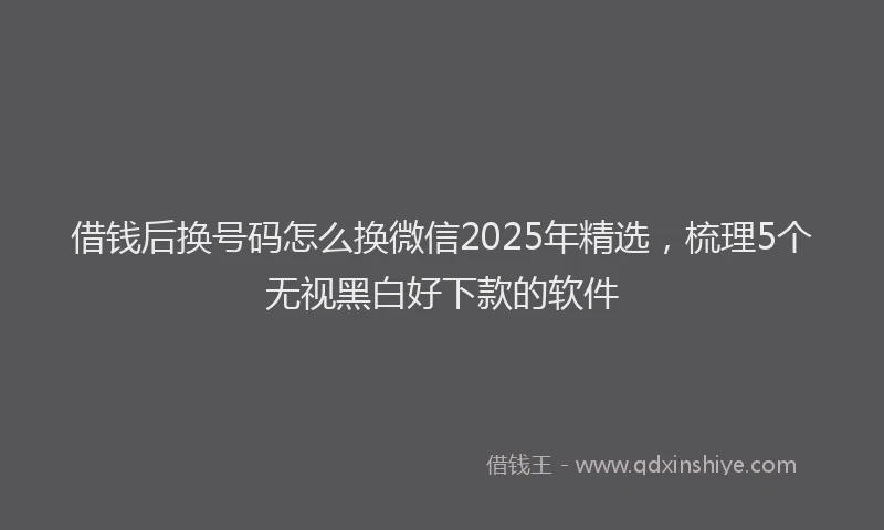借钱后换号码怎么换微信2025年精选，梳理5个无视黑白好下款的软件