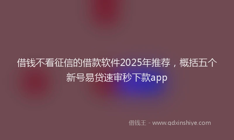 借钱不看征信的借款软件2025年推荐，概括五个新号易贷速审秒下款app