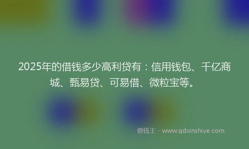 2025年的借钱多少高利贷有：信用钱包、千亿商城、甄易贷、可易借、微粒宝等。