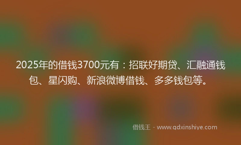 2025年的借钱3700元有：招联好期贷、汇融通钱包、星闪购、新浪微博借钱、多多钱包等。