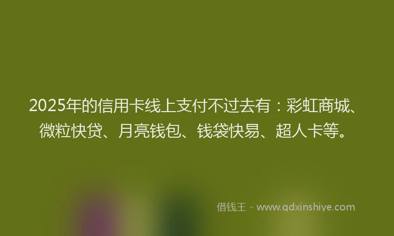 2025年的信用卡线上支付不过去有：彩虹商城、微粒快贷、月亮钱包、钱袋快易、超人卡等。