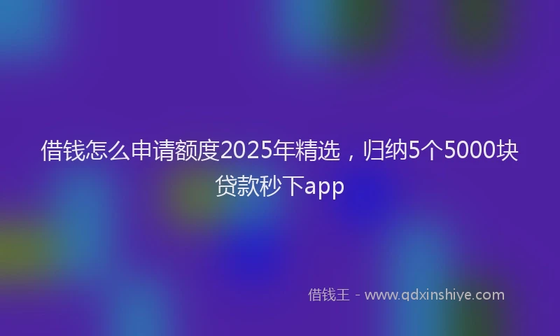 借钱怎么申请额度2025年精选，归纳5个5000块贷款秒下app