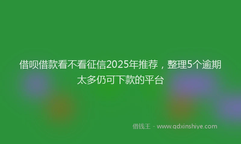 借呗借款看不看征信2025年推荐，整理5个逾期太多仍可下款的平台