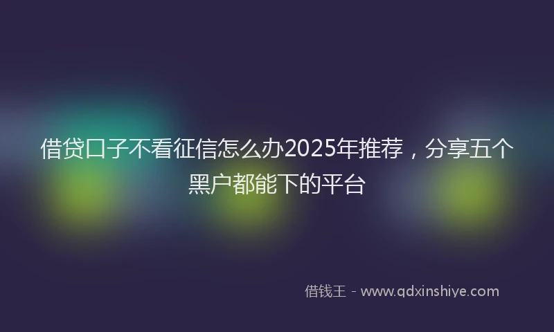 借贷口子不看征信怎么办2025年推荐，分享五个黑户都能下的平台