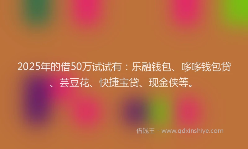 2025年的借50万试试有：乐融钱包、哆哆钱包贷、芸豆花、快捷宝贷、现金侠等。
