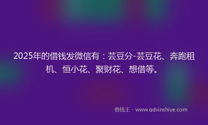 2025年的借钱发微信有:芸豆分-芸豆花、奔跑租机、恒小花、聚财花、想借等。