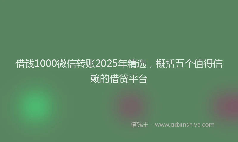 借钱1000微信转账2025年精选,概括五个值得信赖的借贷平台