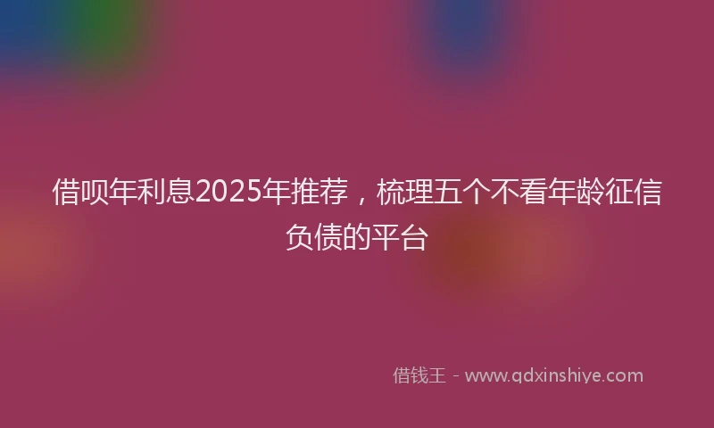 借呗年利息2025年推荐,梳理五个不看年龄征信负债的平台