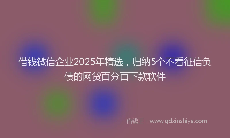 借钱微信企业2025年精选，归纳5个不看征信负债的网贷百分百下款软件