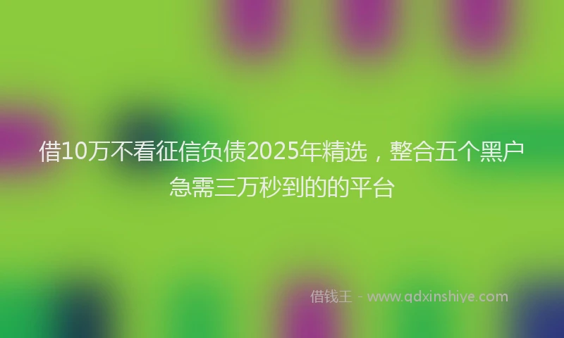 借10万不看征信负债2025年精选，整合五个黑户急需三万秒到的的平台
