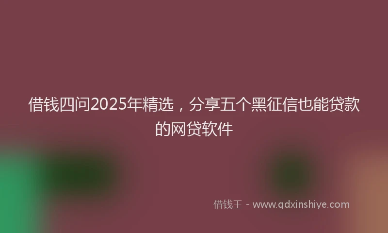 借钱四问2025年精选，分享五个黑征信也能贷款的网贷软件