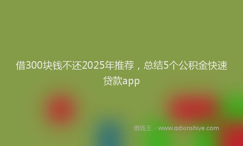 借300块钱不还2025年推荐，总结5个公积金快速贷款app