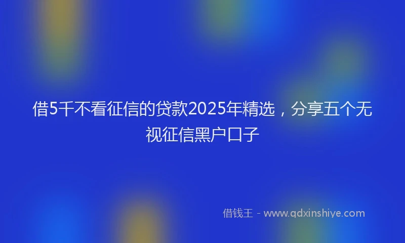 借5千不看征信的贷款2025年精选，分享五个无视征信黑户口子