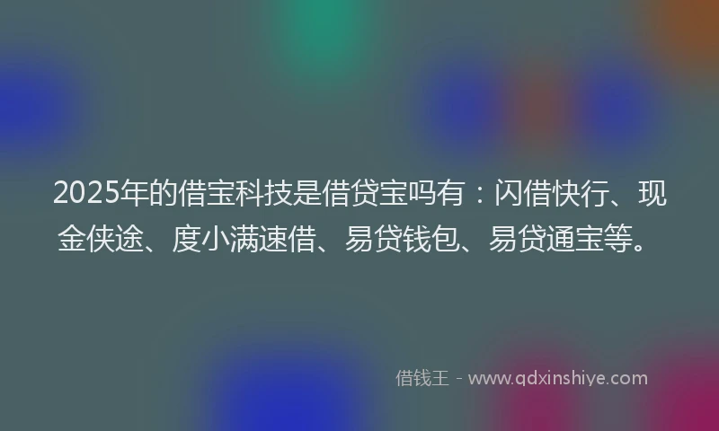 2025年的借宝科技是借贷宝吗有：闪借快行、现金侠途、度小满速借、易贷钱包、易贷通宝等。