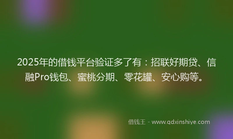 2025年的借钱平台验证多了有：招联好期贷、信融Pro钱包、蜜桃分期、零花罐、安心购等。