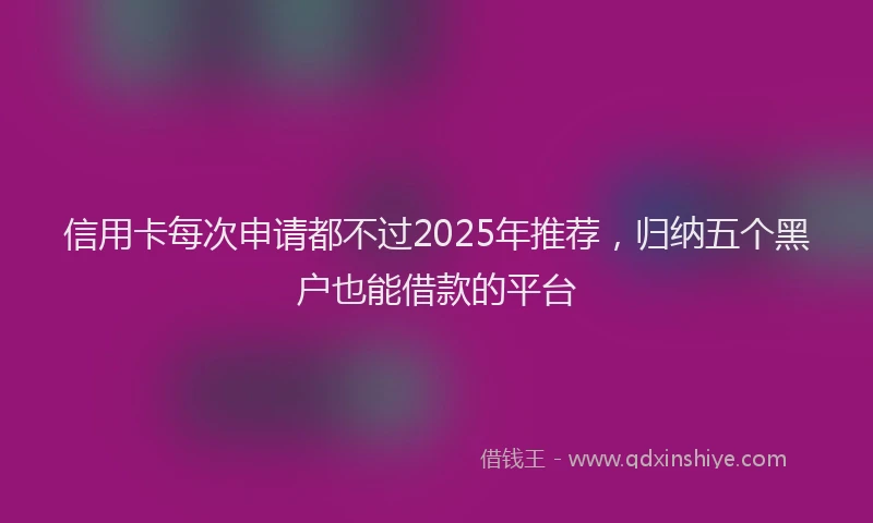 信用卡每次申请都不过2025年推荐，归纳五个黑户也能借款的平台