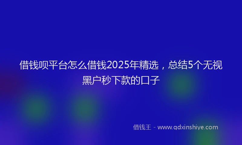 借钱呗平台怎么借钱2025年精选，总结5个无视黑户秒下款的口子
