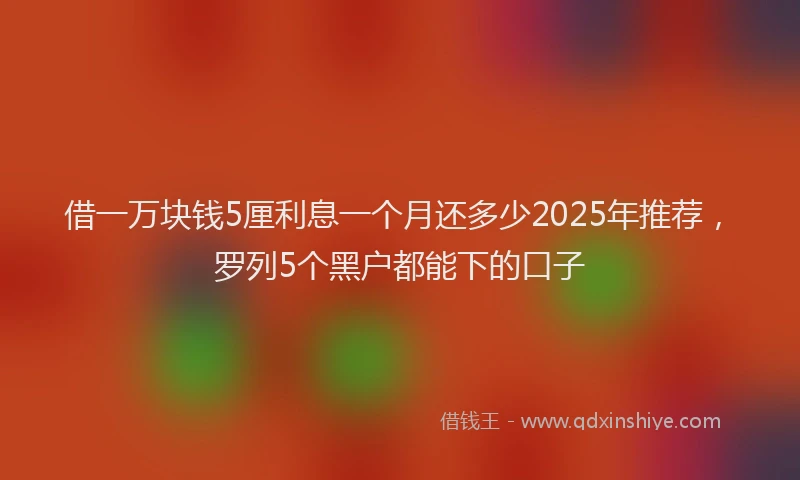 借一万块钱5厘利息一个月还多少2025年推荐，罗列5个黑户都能下的口子