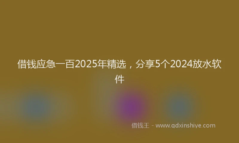 借钱应急一百2025年精选，分享5个2024放水软件