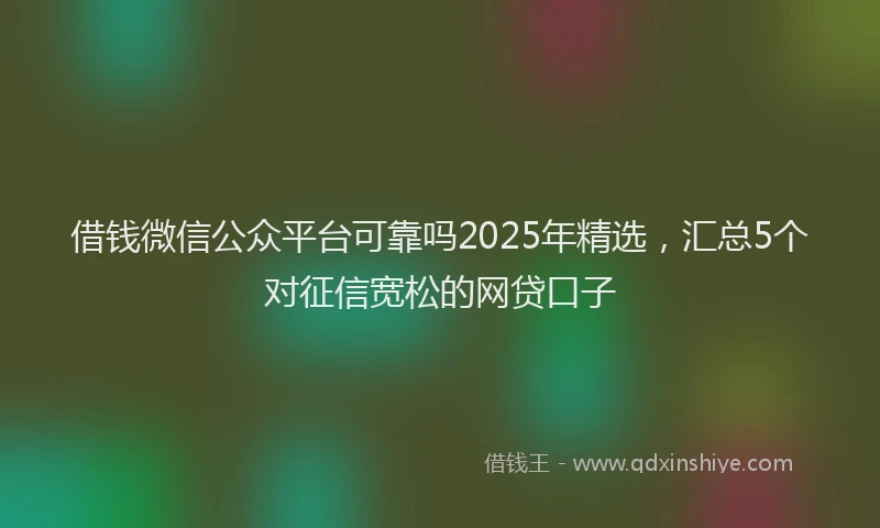 借钱微信公众平台可靠吗2025年精选，汇总5个对征信宽松的网贷口子