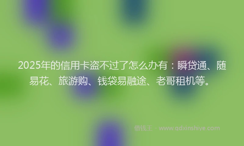 2025年的信用卡盗不过了怎么办有：瞬贷通、随易花、旅游购、钱袋易融途、老哥租机等。