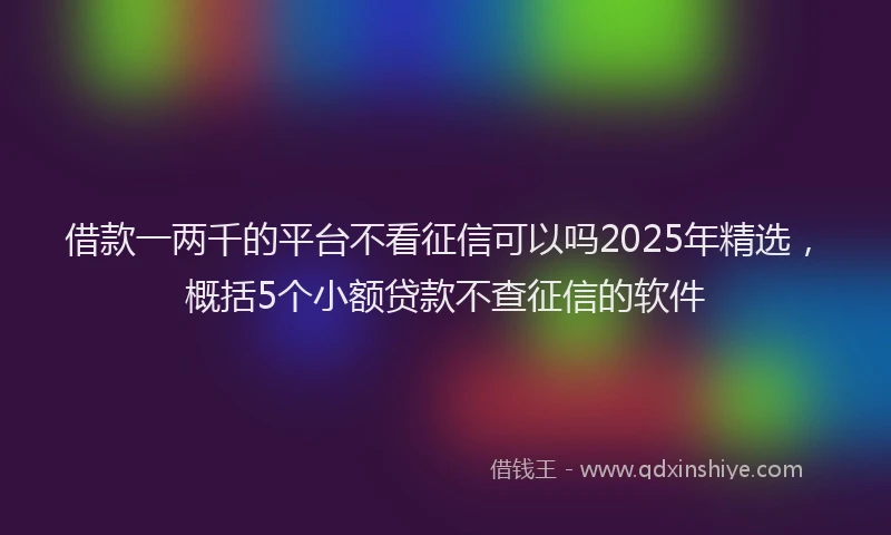 借款一两千的平台不看征信可以吗2025年精选，概括5个小额贷款不查征信的软件