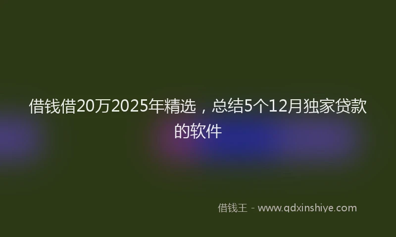 借钱借20万2025年精选，总结5个12月独家贷款的软件