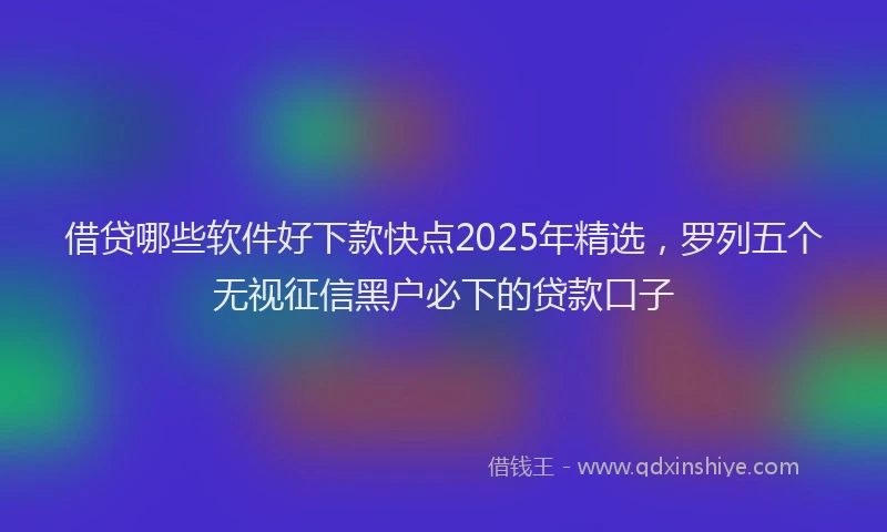 借贷哪些软件好下款快点2025年精选，罗列五个无视征信黑户必下的贷款口子