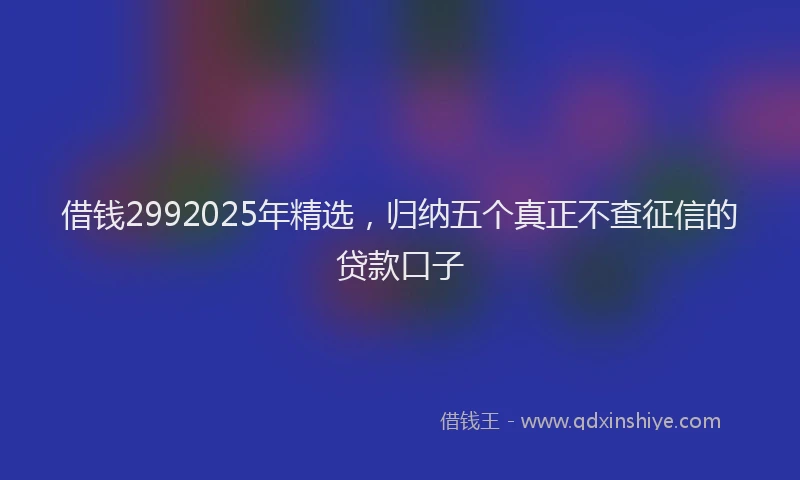 借钱2992025年精选，归纳五个真正不查征信的贷款口子