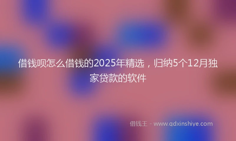 借钱呗怎么借钱的2025年精选，归纳5个12月独家贷款的软件