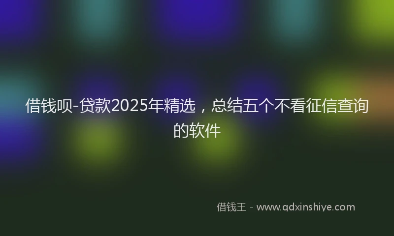 借钱呗-贷款2025年精选，总结五个不看征信查询的软件