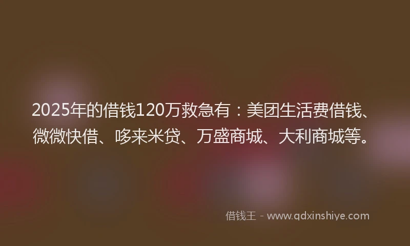 2025年的借钱120万救急有：美团生活费借钱、微微快借、哆来米贷、万盛商城、大利商城等。