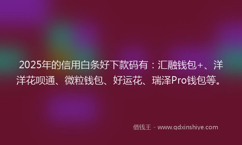 2025年的信用白条好下款码有：汇融钱包+、洋洋花呗通、微粒钱包、好运花、瑞泽Pro钱包等。
