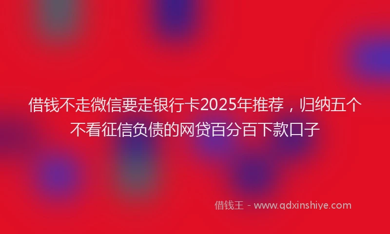 借钱不走微信要走银行卡2025年推荐，归纳五个不看征信负债的网贷百分百下款口子