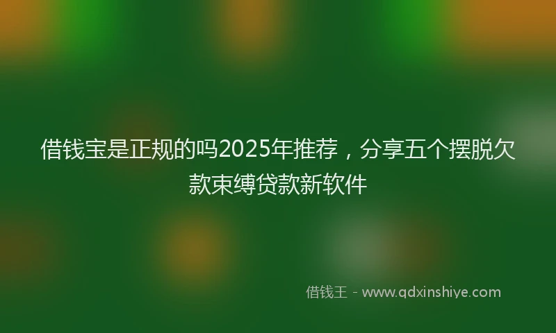 借钱宝是正规的吗2025年推荐，分享五个摆脱欠款束缚贷款新软件