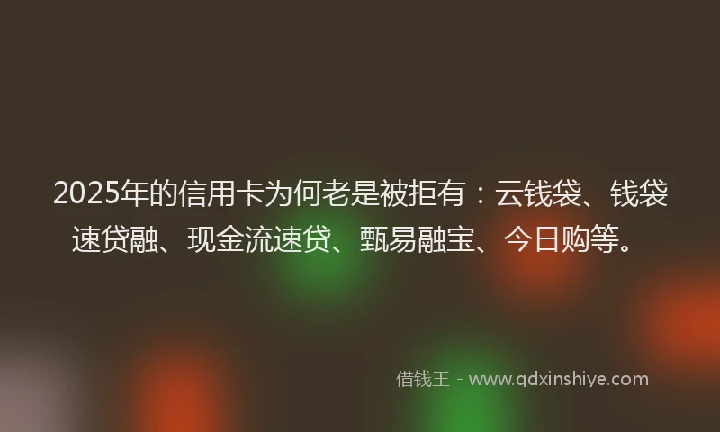 2025年的信用卡为何老是被拒有：云钱袋、钱袋速贷融、现金流速贷、甄易融宝、今日购等。